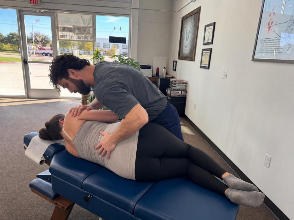 Dr Korrin applying the webster technique to a pregnant patient